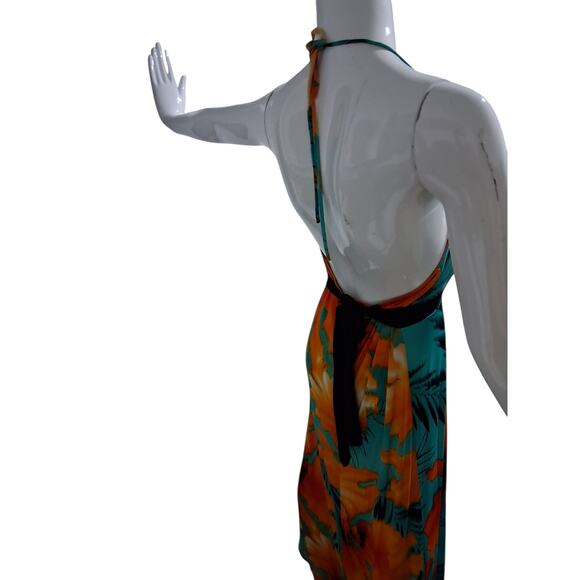 Y2K Lipstick Womens Large Babydoll Dopamine Resort Tropical Maxi Halter Dress - Picture 10 of 12